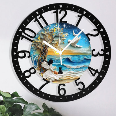 Horloge murale en métal pour le salon - Chemin forestier de 10 po bordé de fleurs Bluebell silencieuses, fonctionnant à piles, horloges antiques pour maison de campagne, chambre à coucher, cuisine - chiffres arabes