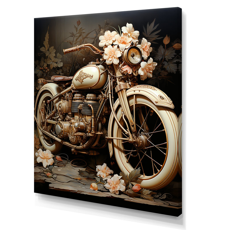 Motocyclette rétro Melody I, Toile tendue, H 40 po x l 30 po x P 1,5 po