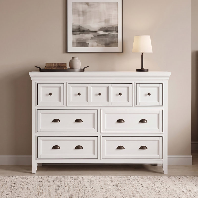 Genesha 56"W 7-Drawer Dresser, White