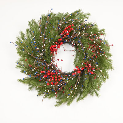 24" Handcrafted Frosted Pine Christmas Wreath