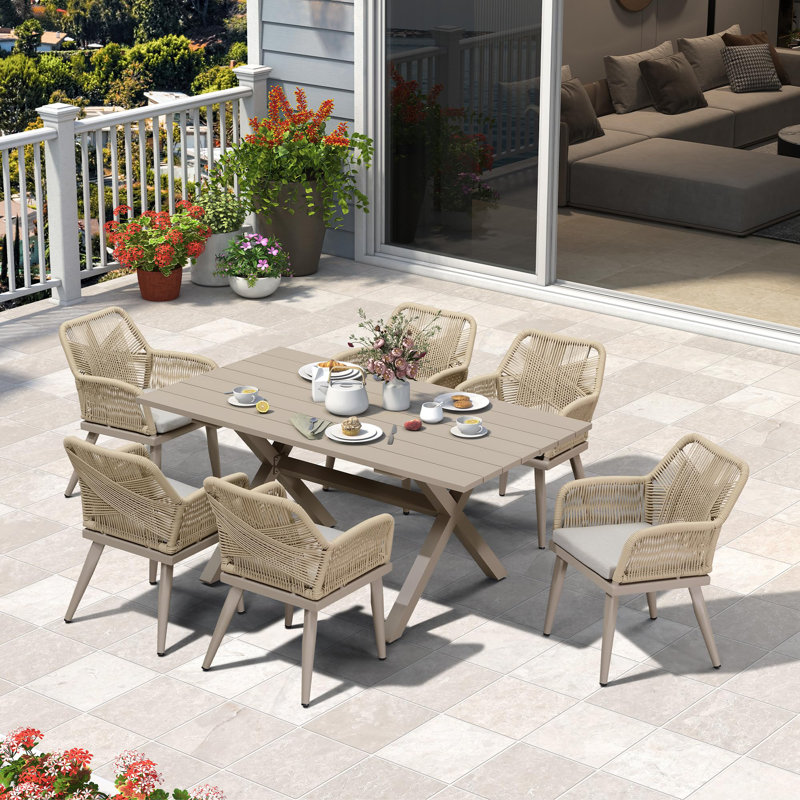 Ensemble repas de patio, 29.13" H x 62.99" W x 38.58" D, 6