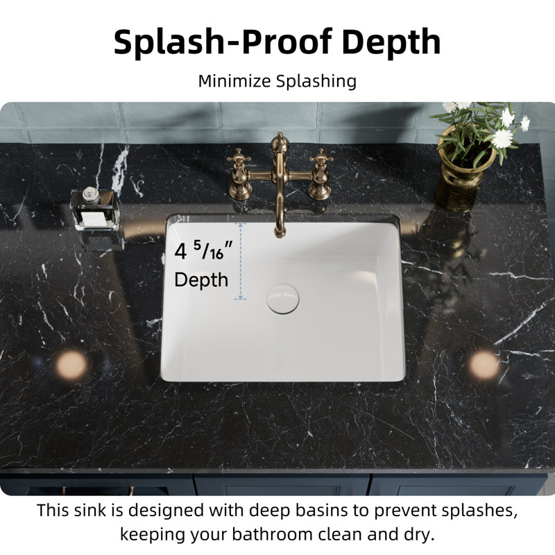 20-Inch White Gloss Ceramic Undermount Bathroom Sink