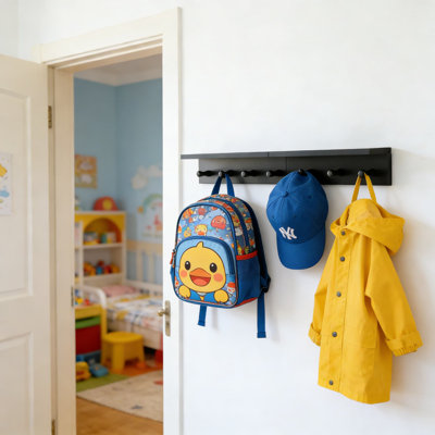 Portemanteau mural avec tablette, organisateur de vestibule en bois massif pour chapeaux, vestes, sacs et décoration intérieure