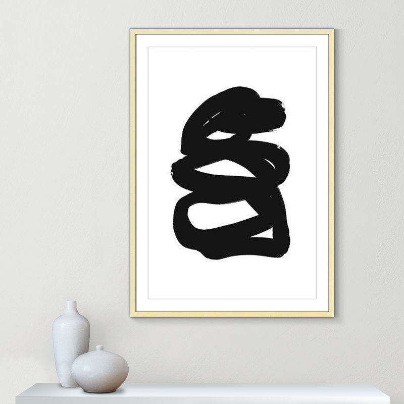 «Line Hug Collection» par Leah Straatsma, dessin au trait, Cadre doré mat, H 41,5 po x l 29,5 po x P 1,25 po
