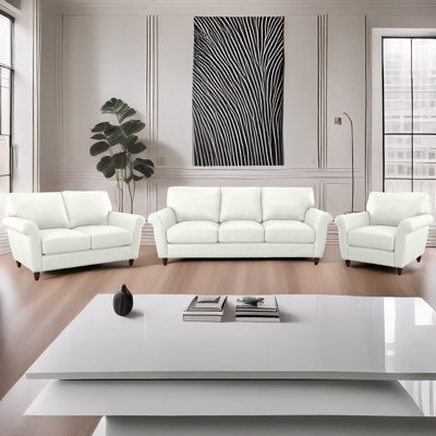 Ensemble de canapé, causeuse et chaise en cuir 100% grain de coton Cherish