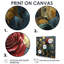 Rose rouge, hexagone doré, bleu, salon, art mural-104687166-104687168