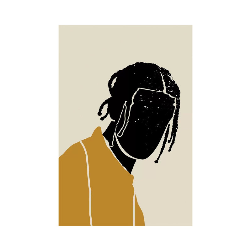 Black Hair I - impression d'art graphique, Toile tendue, Pas de tapis, H 12 po x l 8 po x P 0,75 po