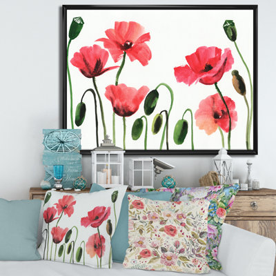 Coquelicots rouges rétro - peinture sur toile