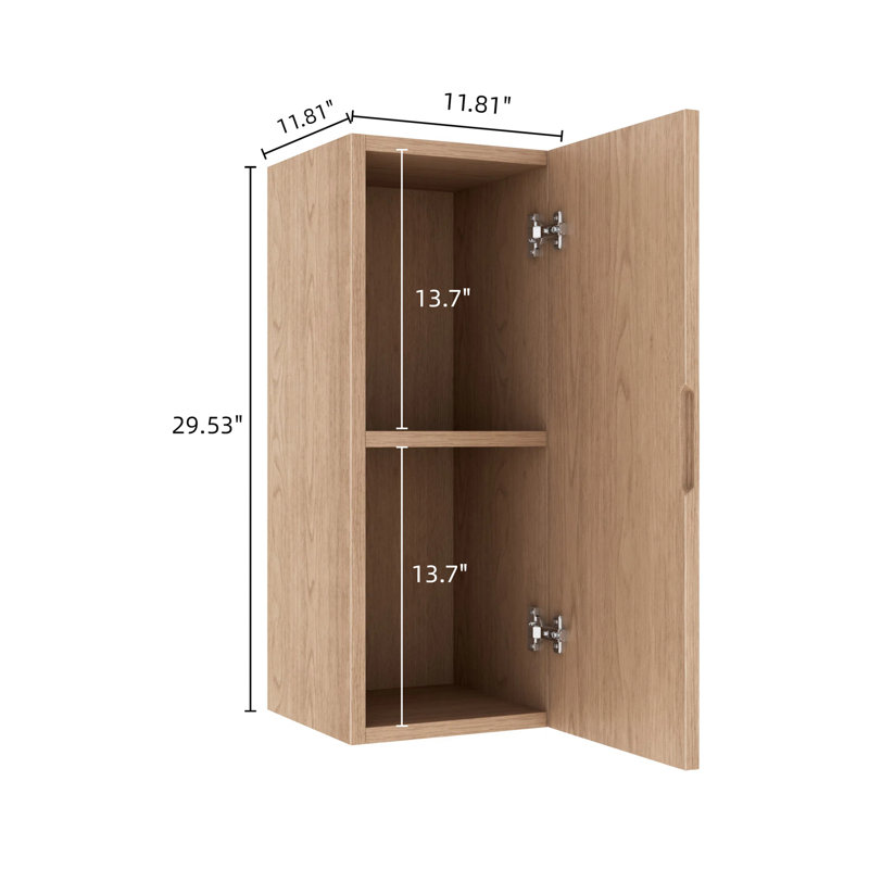 Armoire murale de salle de bain Kali, H 29,53 po x l 11,81 po x P 11,81 po, Bois naturel clair