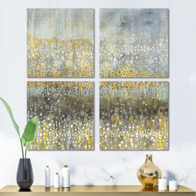 «Glam Rain Abstract IV», ensemble de 4 reproductions d'art sur toile