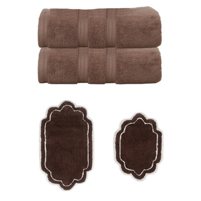 Talbert Collection 100% Soft Cotton 2 PC Bath Towel Set & Bath Rug Set