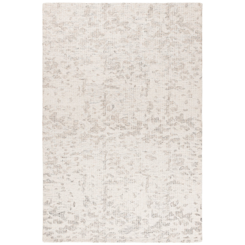 Tapis ivoire / gris en laine / coton touffeté à la main Valmar, Rectangle 8 pi x 10 pi