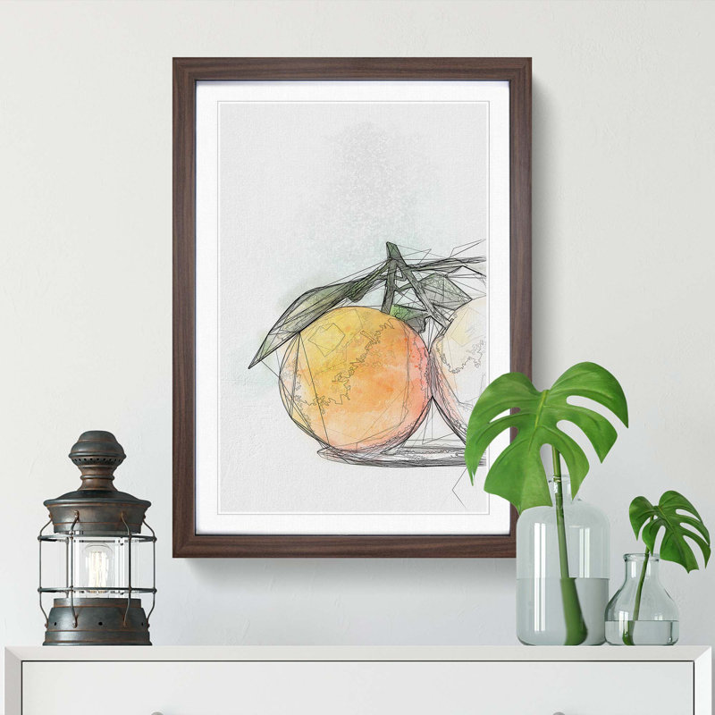 The Orange Tree in Abstract - Picture Frame Graphic Art Print, 65cm H x 48cm W x 2cm D, Walnut Framed