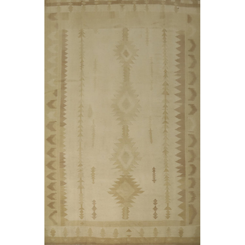 Tapis élégant Kilim 10 x 13 avec des motifs tribaux subtils
