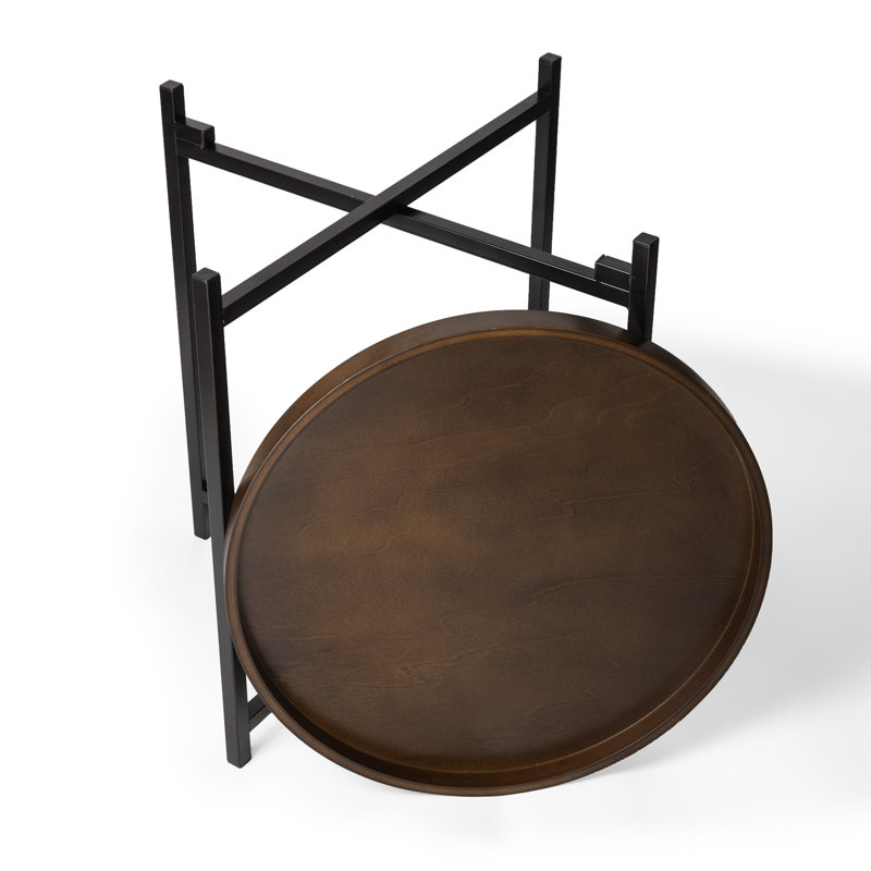Table d'appoint ronde Amale avec plateau en bois amovible