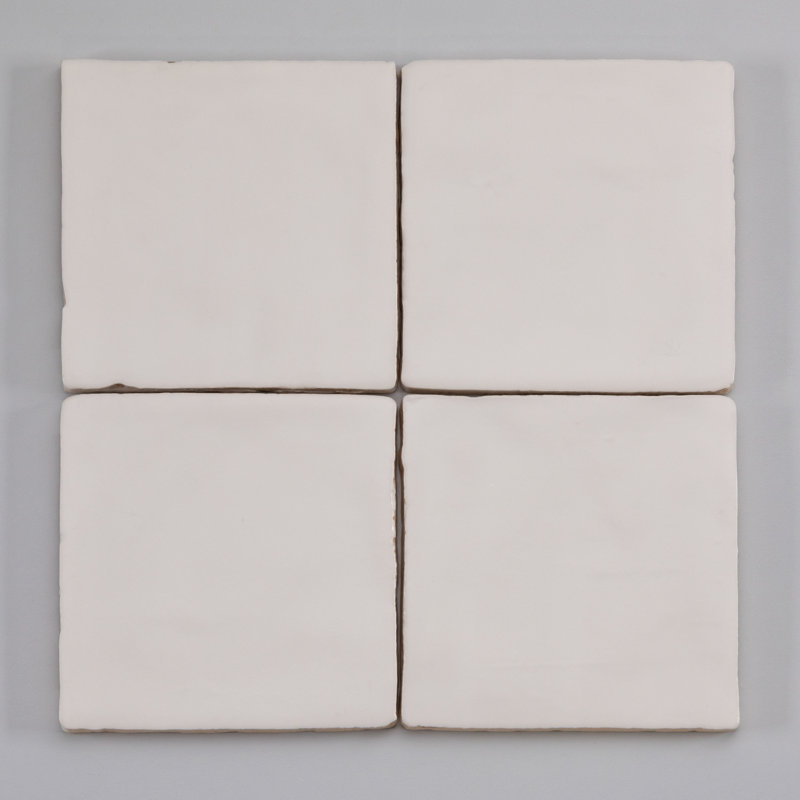 Carreau de céramique 4 "x 4" Zellige, Blanc / blanc mat