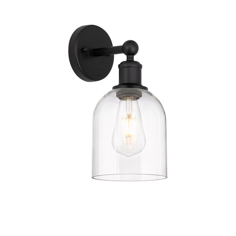 Applique murale 1 lumière 6 "Edison Allysson, Noir mat, Transparent