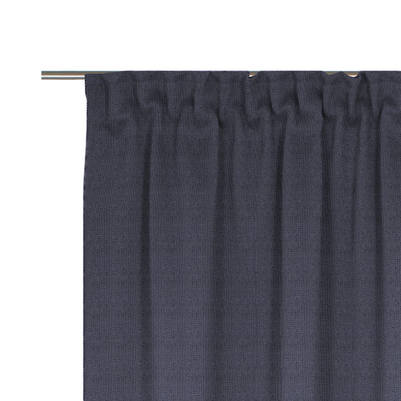 Uni Collection Light 100% Cotton Opaque Pinch Pleat Single Curtain Panel, Dark blue, 142cm wide x 335cm high