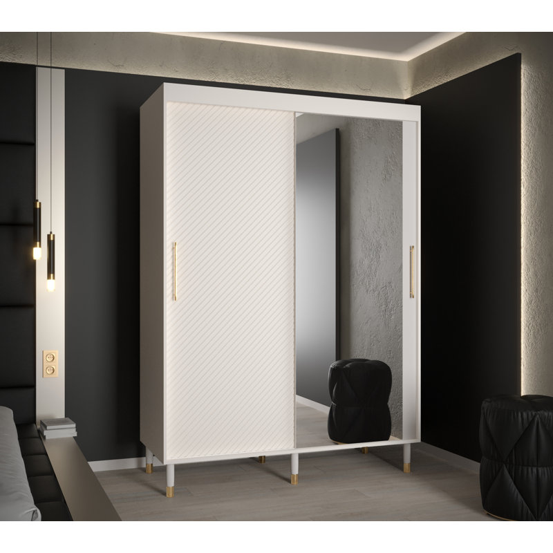 Acquanette 2 Door Manufactured Wood Wardrobe, 208" H x 150" W x 62" D, White