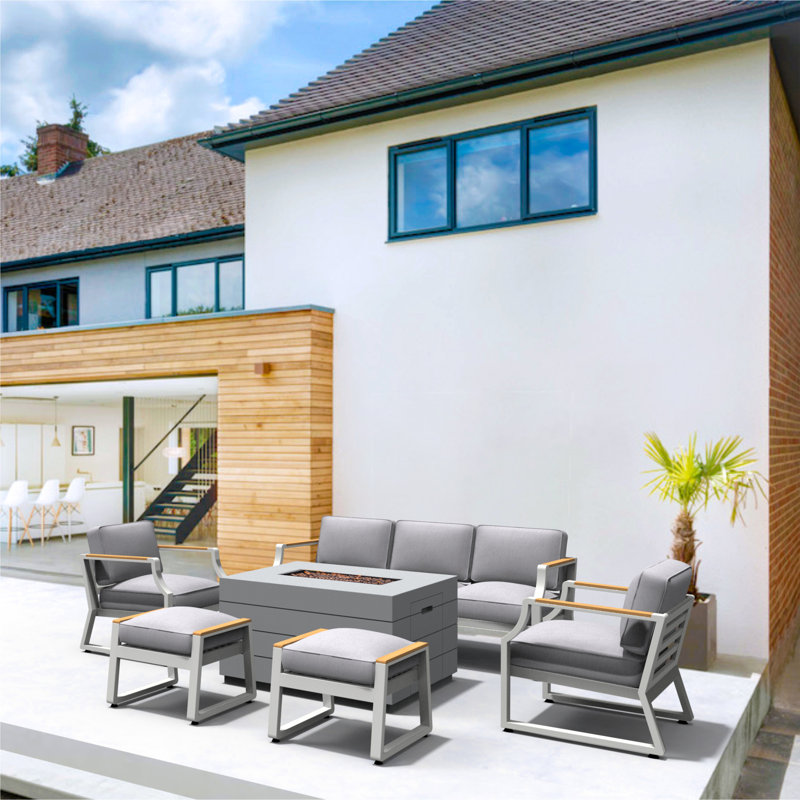 7 - Person Patio Conversation Set with Cushions, White