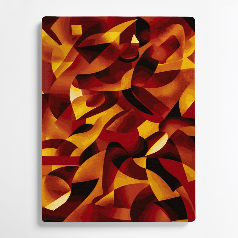 Art abstrait en métal rouge 51 formes abstraites, H 11 po x l 14 po