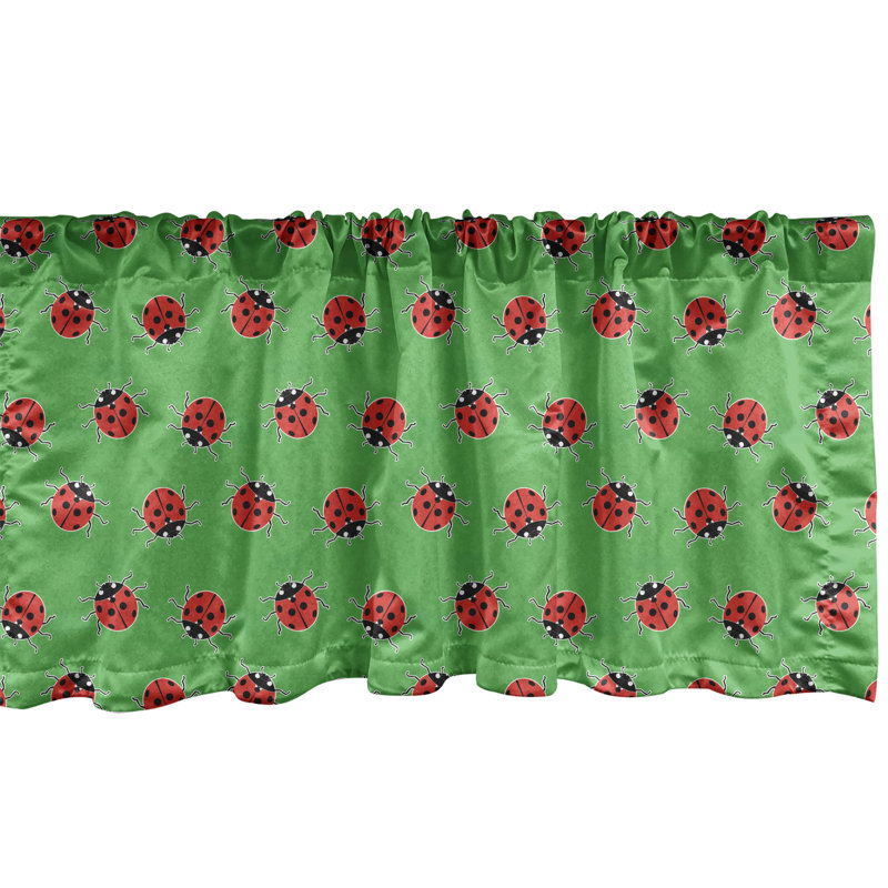 Ambesonne Entomology Cantonnière, lot de 2 coccinelles sur une prairie, vert, corail foncé, L 54 po x L 18 po