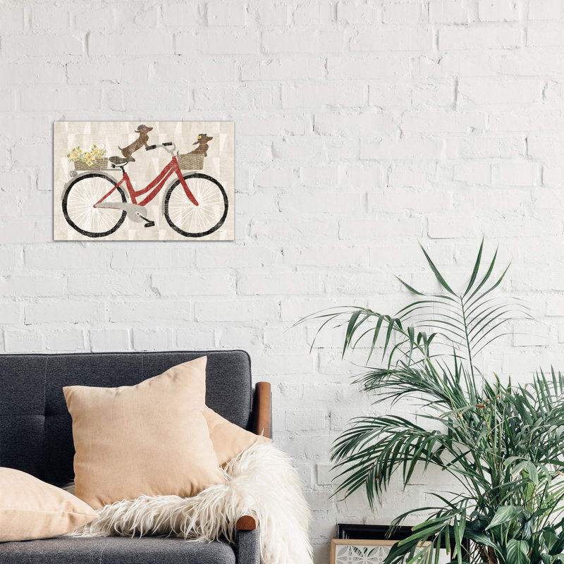 Doxie Ride Red Bike by Sue Schlabach - Wrapped Canvas Painting, 66.04 cm H x 45.72 cm W x 1.91 cm D