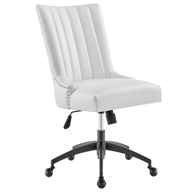 Empower Channel Tufted Vegan Leather Office Chair, White