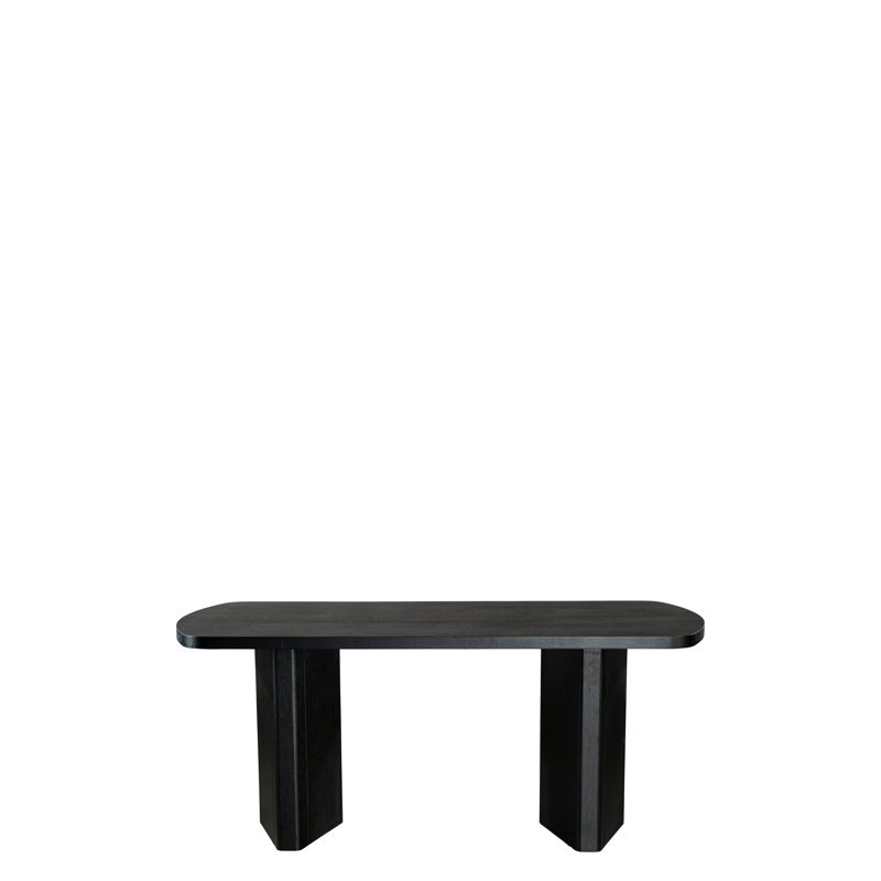 Alexine Crowl Rectangular Dining Table for 6 with Sculptural Wood Base – Modern Dining Room Centerpiece, Black