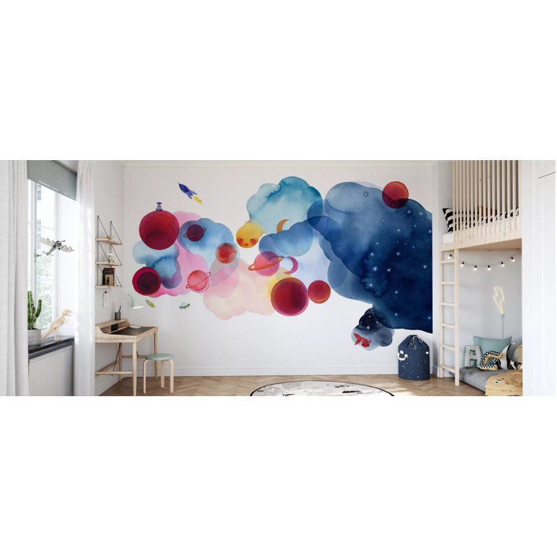 Papier peint amovible à l'aquarelle avec pinceaux colorés, L 98,04 po x l 150 po
