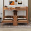 Lit superposé simple au-dessus de simple au-dessus de simple avec 2 lampes de lecture, 3 lits en 1 avec bureau et tablettes de rangement, tête de lit, pied de lit-1528214828