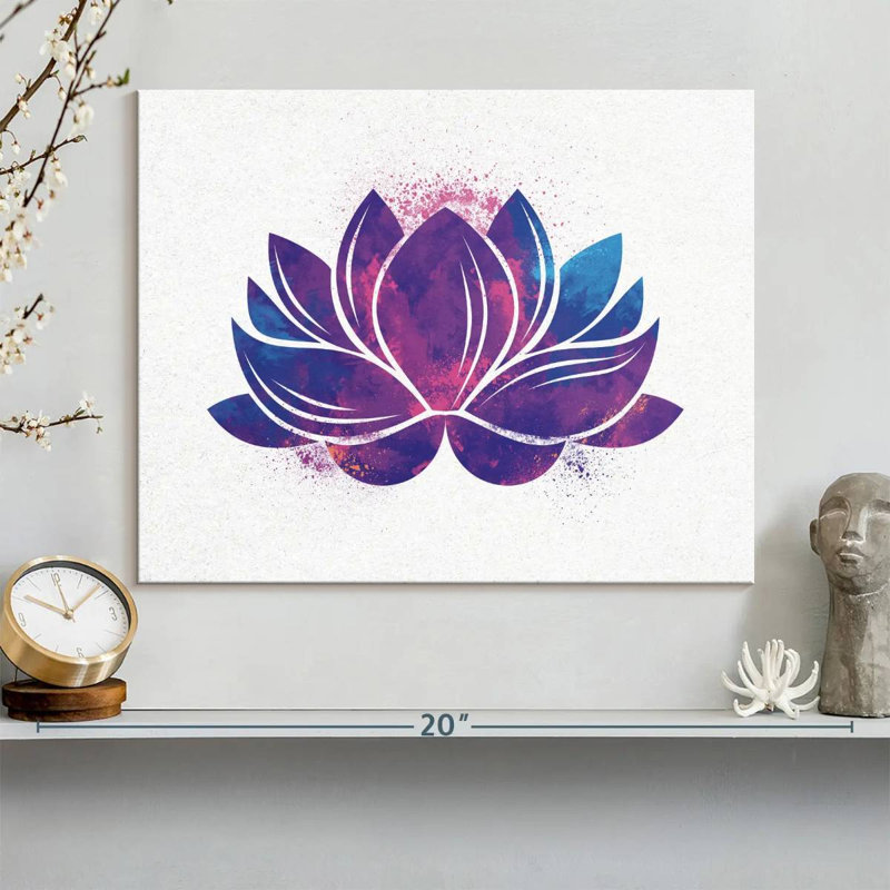Silhouette de lotus mauve, H 12 po x l 15 po x P 1,25 po