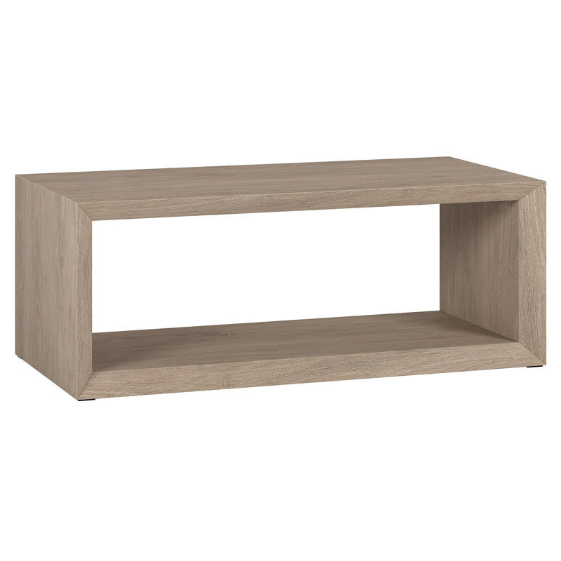 Vilja 48" Black MDF Rectangular Coffee Table with Shelf