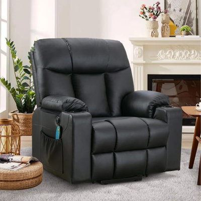 37.8" Wide Soft and Oversize Faux Leather Power Lift Assist Massage Heat Recliner with USB & Dual Cupholders