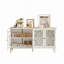 Armoire de rangement sculptée à portes à quatre portes, rangement de style traditionnel avec plateau de présentation, console de couloir avec détails ornés