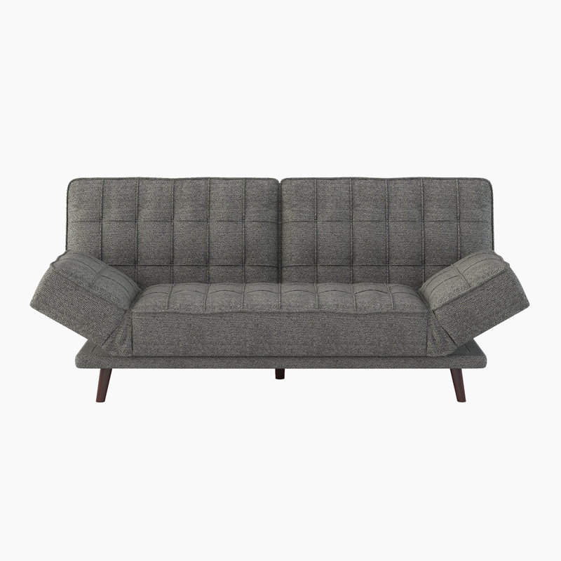 Lihi 79.5'' Modern & Contemporary Chenille Convertible Sofa Bed with Drop-Down Back, Tufted Details, Dark Gray