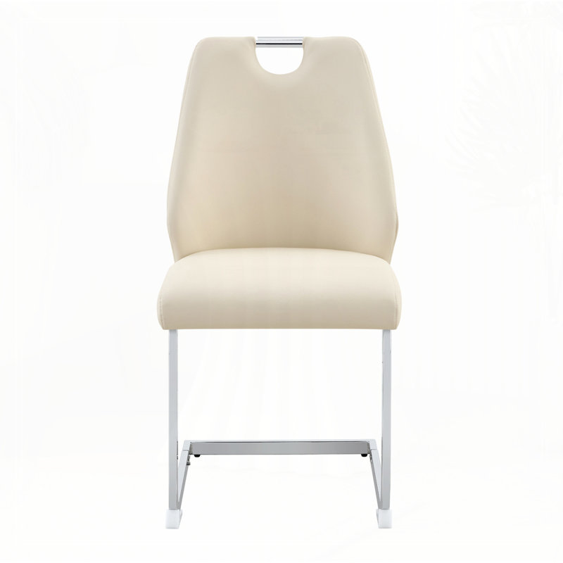 Chaise de salle à manger en similicuir, chaises de cuisine en métal avec texture en maille et pieds sablés, chaise rembourrée à dossier plat