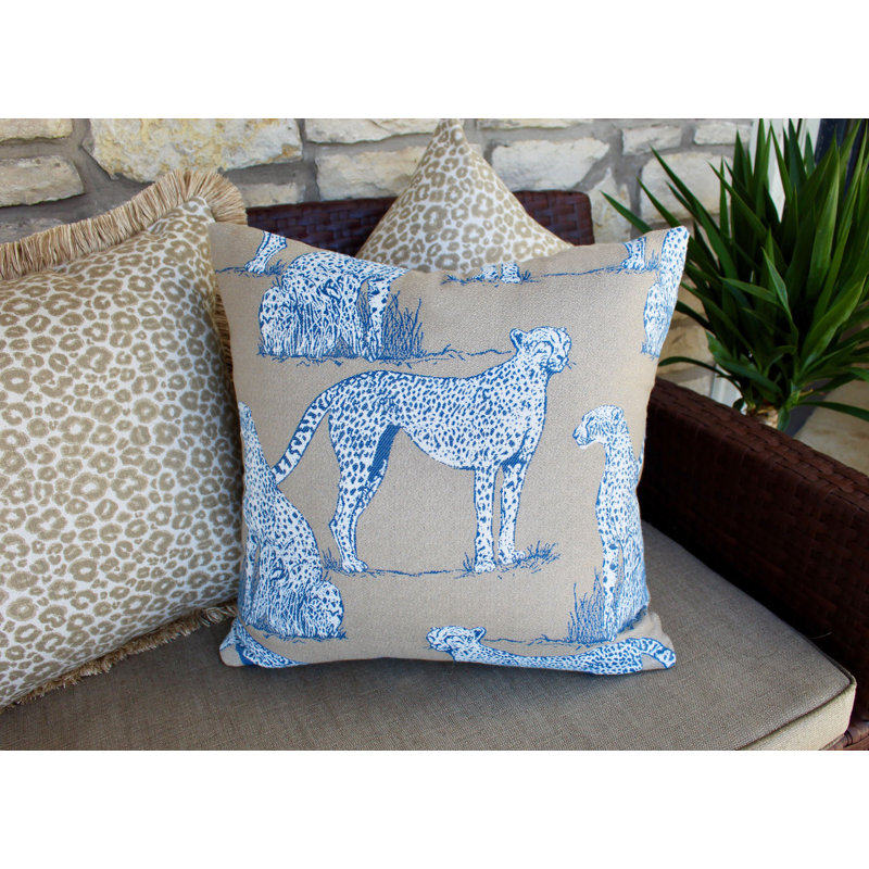 Sallie Duncan Designs Indoor/Outdoor Pillow Cover & Insert, Tan/White, Square