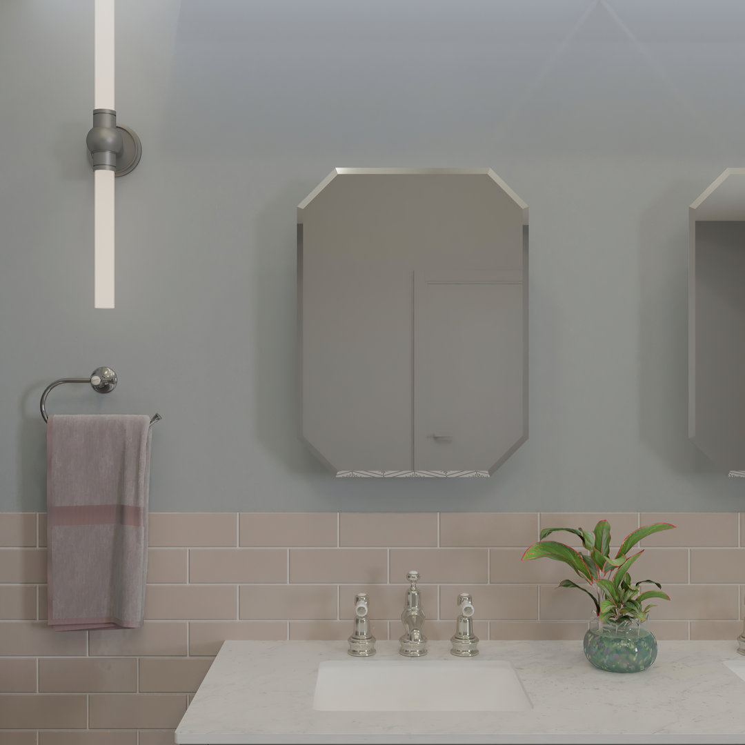 45mm W 60mm H Medicine Cabinet Mirror Fixed
