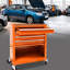 Chariot à outils multifonctionnel à 4 tiroirs avec roulettes - Fabrication en acier robuste orange