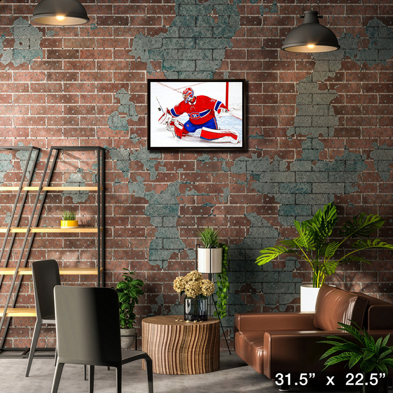Carey Price Montreal Canadiens Blocker Save - Framed Canvas Hockey Wall Art, 20x29 NHL Man Cave Decor