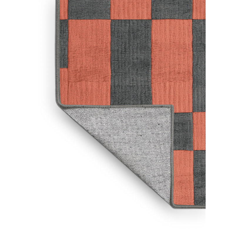 Tapis gris à carreaux lavable à la machine, Rectangle 4pi x 6 pi