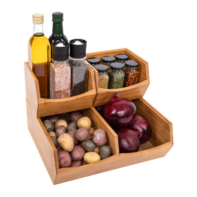 Bamboo Stackable Bin Organizer