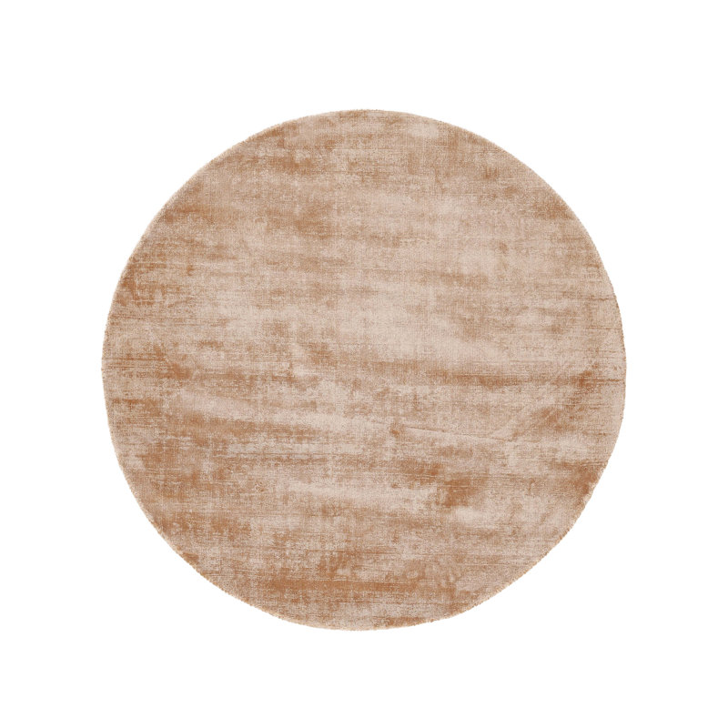 Ava Handmade Viscose Silky Solid Soft Beige Rug, Round 160cm