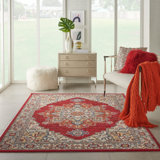 Goncalo Oriental Wool Red/Ivory Area Rug