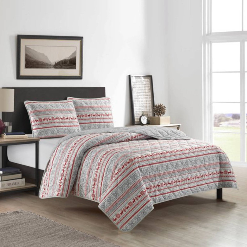 Traditional Polyester Machine Woven Quilt, Full/Queen Quilt + 2 Standard Shams