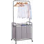 Trieur de linge 136L avec barre de suspension, chariot à linge portable et amovible avec roulettes verrouillables robustes et sacs amovibles, organisateur de panier à linge roulant, 3 sections