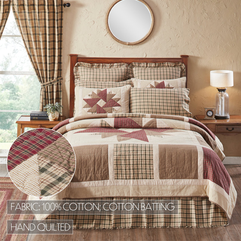 Cider Mill Red and Tan Cotton Queen Quilt