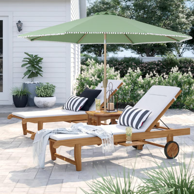 10ft Auto Tilt Flora Patio Umbrella with White Ball Design, Outdoor Umbrella for Deck, Yard, Poolside
