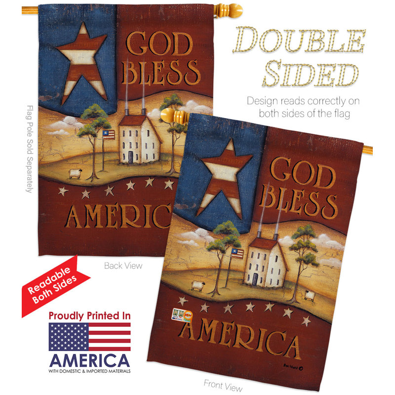 Drapeau intérieur en polyester 40 x 28 po God Bless America
